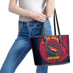 Personalized Adelaide Crows Polynesian Leather Tote Bag Tribal Chest and Sleeve Tattoo Heritage Warrior