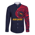 Personalized Adelaide Crows Polynesian Long Sleeve Button Shirt Tribal Chest and Sleeve Tattoo Heritage Warrior