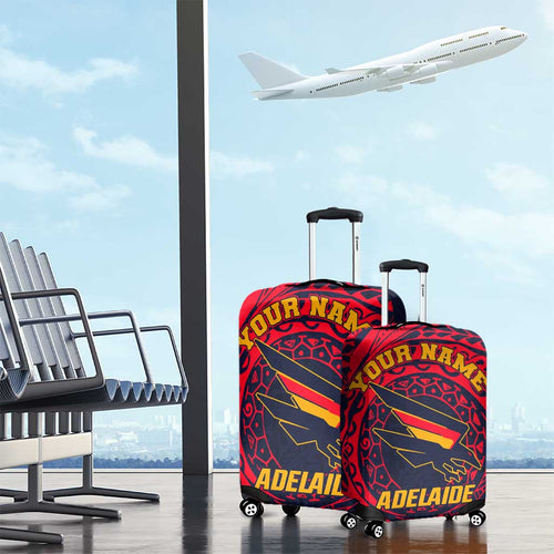 Personalized Adelaide Crows Polynesian Luggage Cover Tribal Chest and Sleeve Tattoo Heritage Warrior