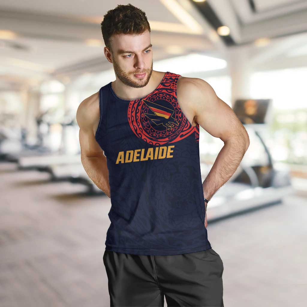 Personalized Adelaide Crows Polynesian Men Tank Top Tribal Chest and Sleeve Tattoo Heritage Warrior