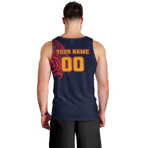 Personalized Adelaide Crows Polynesian Men Tank Top Tribal Chest and Sleeve Tattoo Heritage Warrior