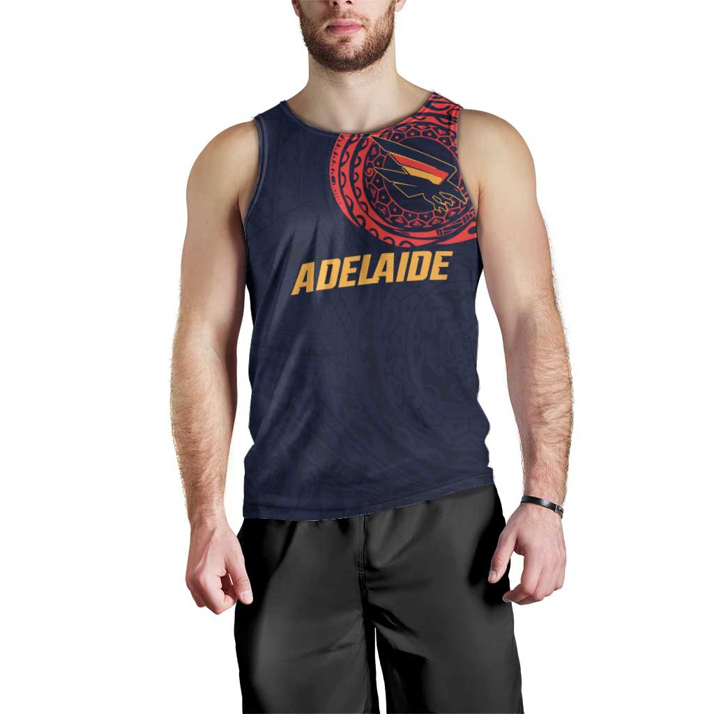 Personalized Adelaide Crows Polynesian Men Tank Top Tribal Chest and Sleeve Tattoo Heritage Warrior