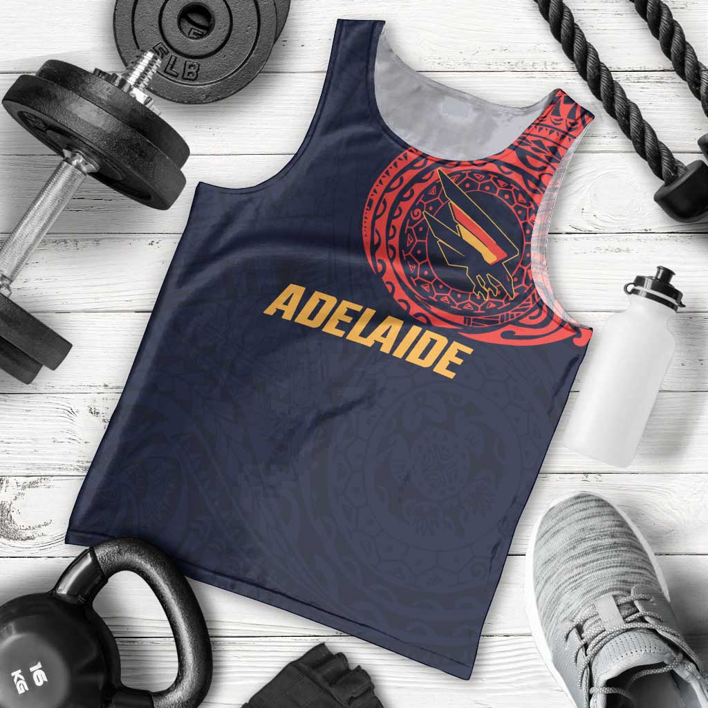 Personalized Adelaide Crows Polynesian Men Tank Top Tribal Chest and Sleeve Tattoo Heritage Warrior