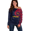 Personalized Adelaide Crows Polynesian Off Shoulder Sweater Tribal Chest and Sleeve Tattoo Heritage Warrior