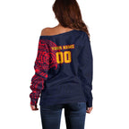 Personalized Adelaide Crows Polynesian Off Shoulder Sweater Tribal Chest and Sleeve Tattoo Heritage Warrior