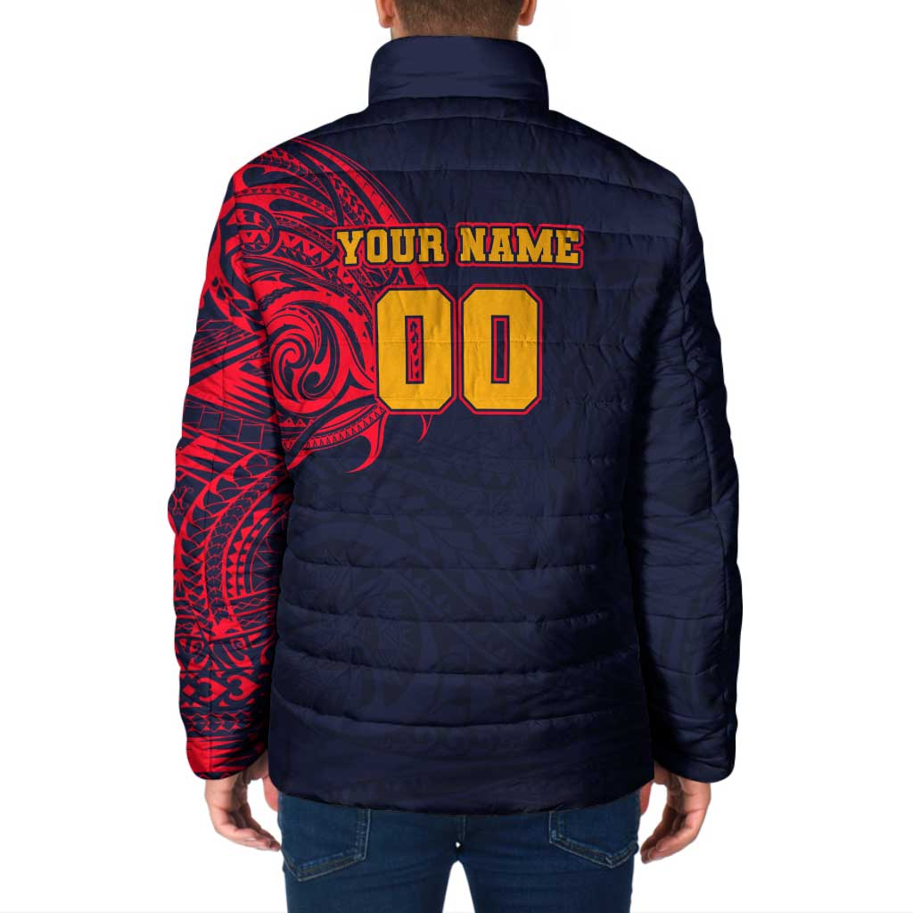 Personalized Adelaide Crows Polynesian Padded Jacket Tribal Chest and Sleeve Tattoo Heritage Warrior
