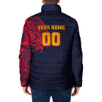 Personalized Adelaide Crows Polynesian Padded Jacket Tribal Chest and Sleeve Tattoo Heritage Warrior