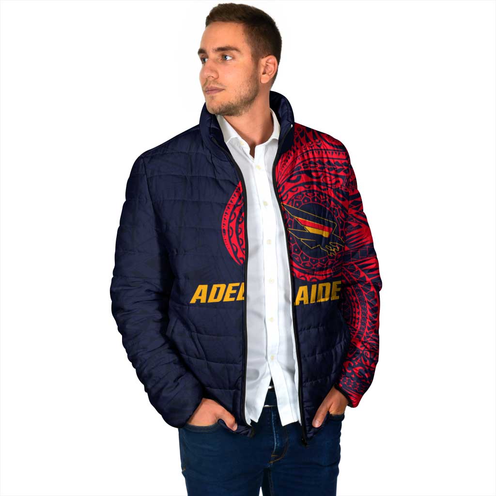 Personalized Adelaide Crows Polynesian Padded Jacket Tribal Chest and Sleeve Tattoo Heritage Warrior