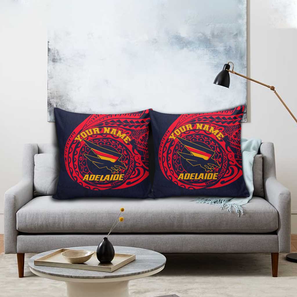 Personalized Adelaide Crows Polynesian Pillow Cover Tribal Chest and Sleeve Tattoo Heritage Warrior