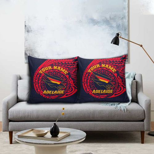 Personalized Adelaide Crows Polynesian Pillow Cover Tribal Chest and Sleeve Tattoo Heritage Warrior