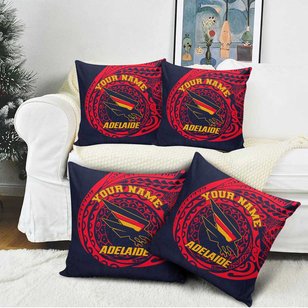 Personalized Adelaide Crows Polynesian Pillow Cover Tribal Chest and Sleeve Tattoo Heritage Warrior