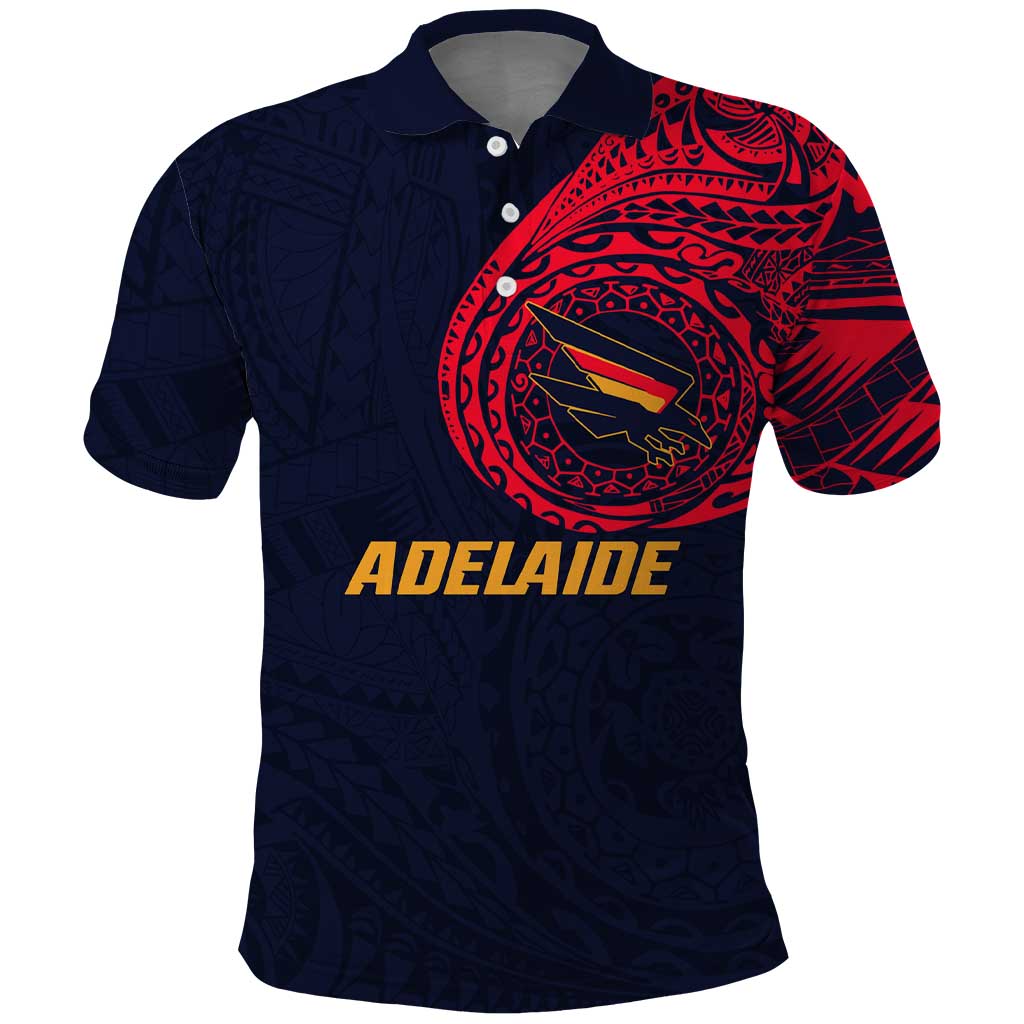 Personalized Adelaide Crows Polynesian Polo Shirt Tribal Chest and Sleeve Tattoo Heritage Warrior