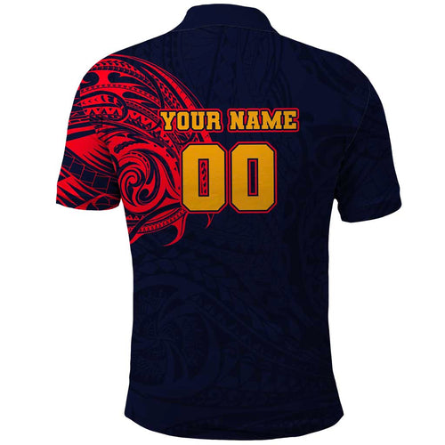 Personalized Adelaide Crows Polynesian Polo Shirt Tribal Chest and Sleeve Tattoo Heritage Warrior