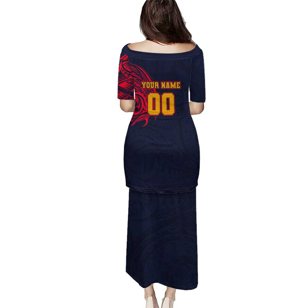 Personalized Adelaide Crows Polynesian Puletasi Tribal Chest and Sleeve Tattoo Heritage Warrior