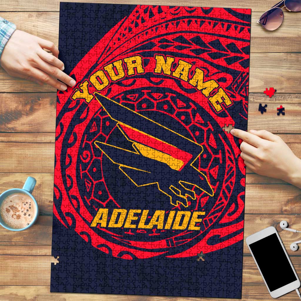 Personalized Adelaide Crows Polynesian Puzzle Tribal Chest and Sleeve Tattoo Heritage Warrior