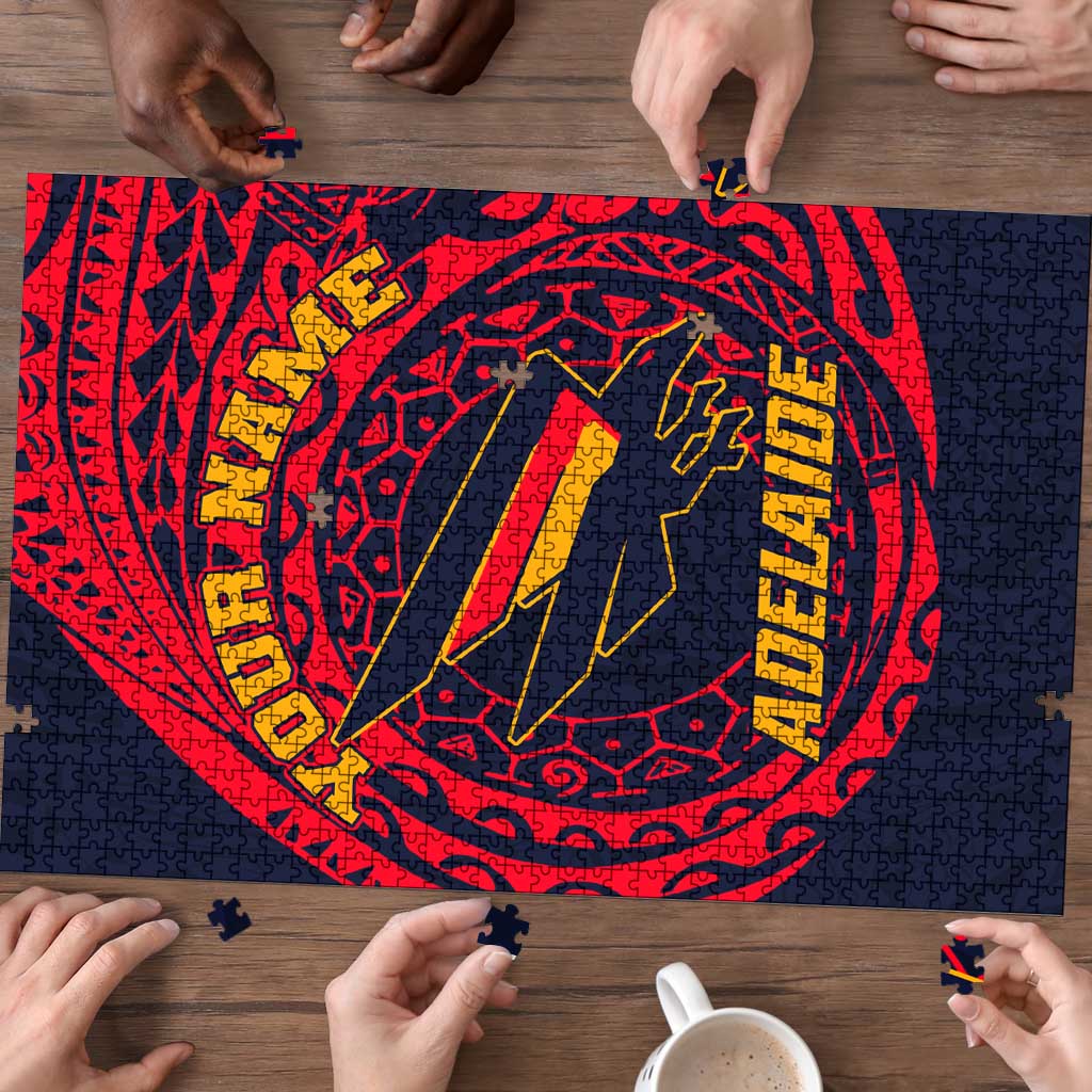 Personalized Adelaide Crows Polynesian Puzzle Tribal Chest and Sleeve Tattoo Heritage Warrior