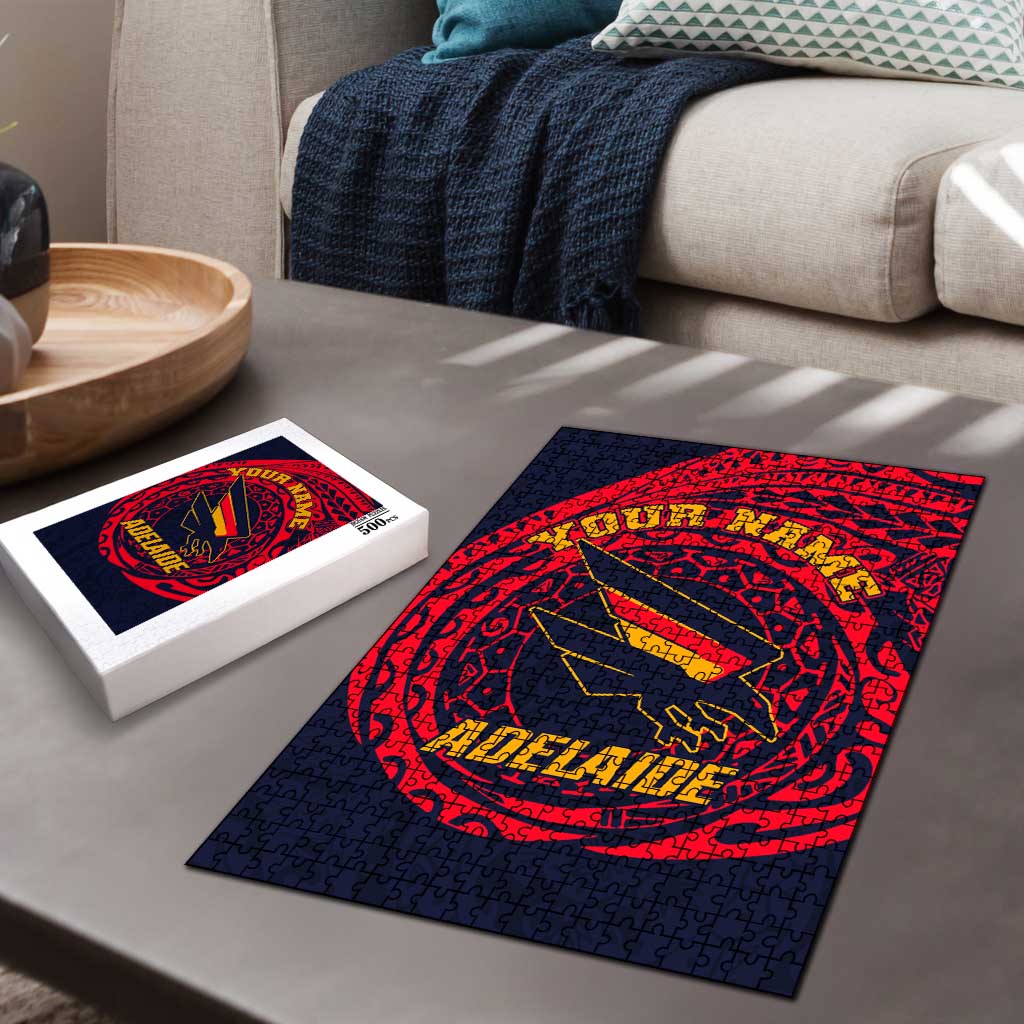 Personalized Adelaide Crows Polynesian Puzzle Tribal Chest and Sleeve Tattoo Heritage Warrior