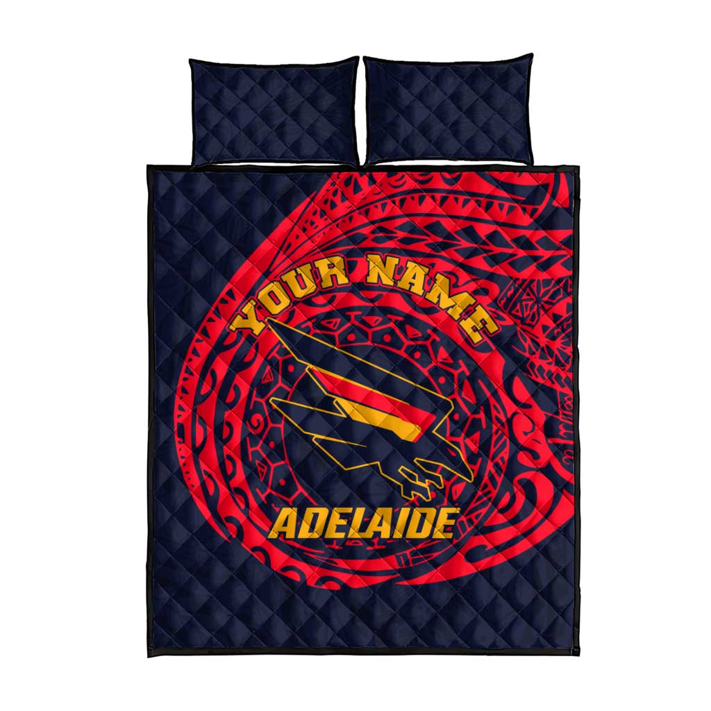 Personalized Adelaide Crows Polynesian Quilt Bed Set Tribal Chest and Sleeve Tattoo Heritage Warrior