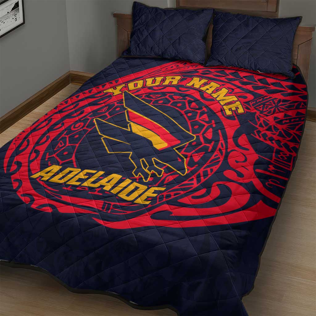 Personalized Adelaide Crows Polynesian Quilt Bed Set Tribal Chest and Sleeve Tattoo Heritage Warrior