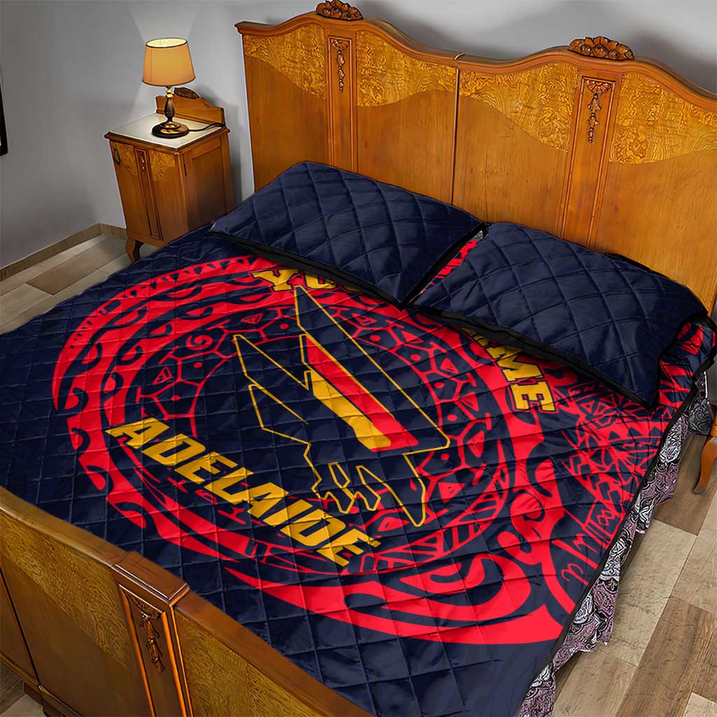 Personalized Adelaide Crows Polynesian Quilt Bed Set Tribal Chest and Sleeve Tattoo Heritage Warrior