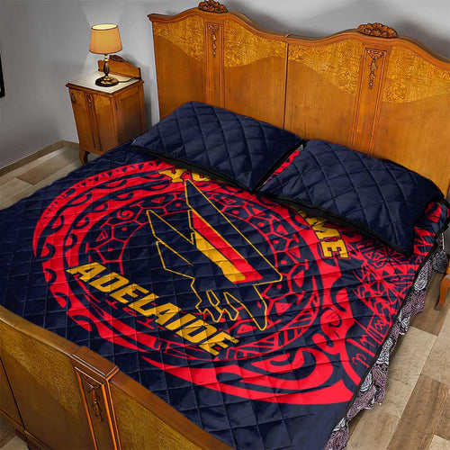 Personalized Adelaide Crows Polynesian Quilt Bed Set Tribal Chest and Sleeve Tattoo Heritage Warrior