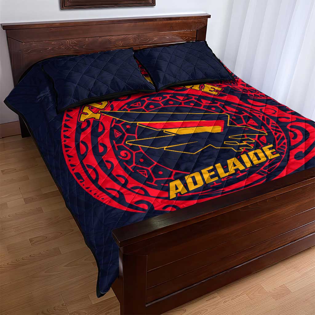 Personalized Adelaide Crows Polynesian Quilt Bed Set Tribal Chest and Sleeve Tattoo Heritage Warrior