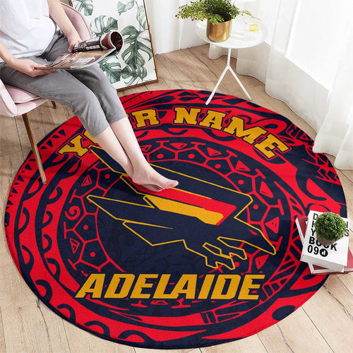Personalized Adelaide Crows Polynesian Round Carpet Tribal Chest and Sleeve Tattoo Heritage Warrior