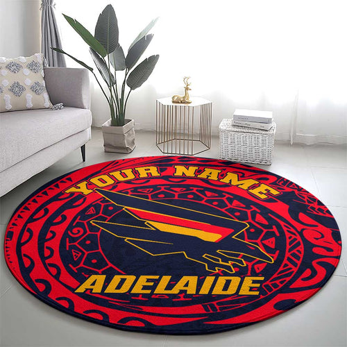 Personalized Adelaide Crows Polynesian Round Carpet Tribal Chest and Sleeve Tattoo Heritage Warrior