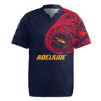 Personalized Adelaide Crows Polynesian Rugby Jersey Tribal Chest and Sleeve Tattoo Heritage Warrior