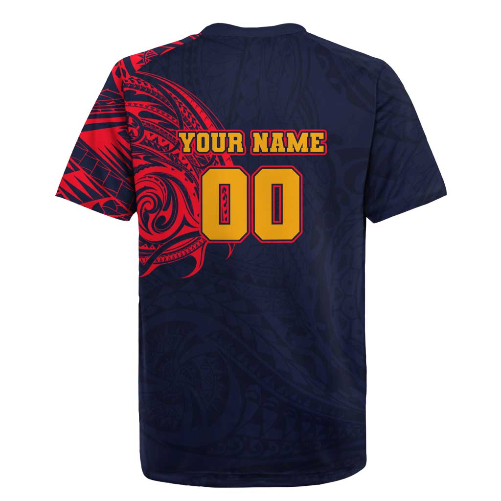 Personalized Adelaide Crows Polynesian Rugby Jersey Tribal Chest and Sleeve Tattoo Heritage Warrior