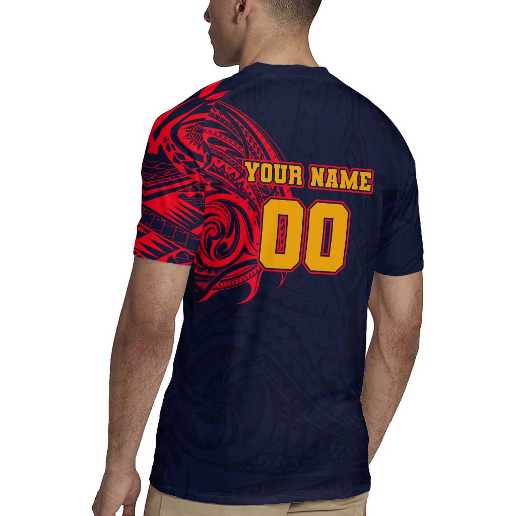 Personalized Adelaide Crows Polynesian Rugby Jersey Tribal Chest and Sleeve Tattoo Heritage Warrior