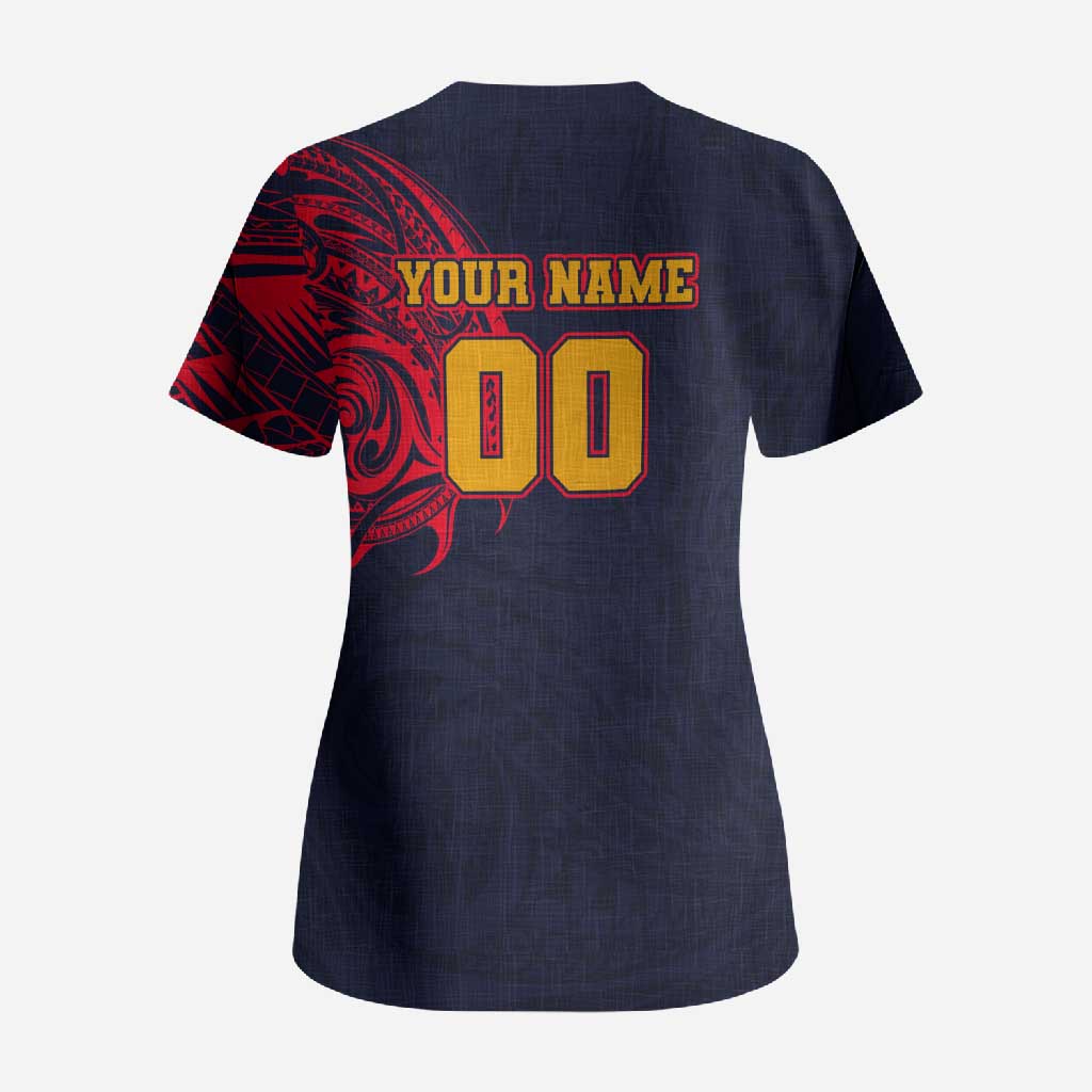 Personalized Adelaide Crows Polynesian Scrub Top Tribal Chest and Sleeve Tattoo Heritage Warrior