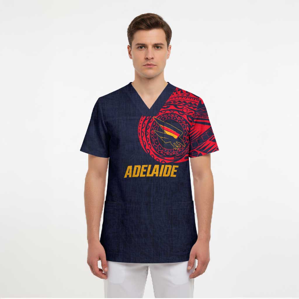 Personalized Adelaide Crows Polynesian Scrub Top Tribal Chest and Sleeve Tattoo Heritage Warrior