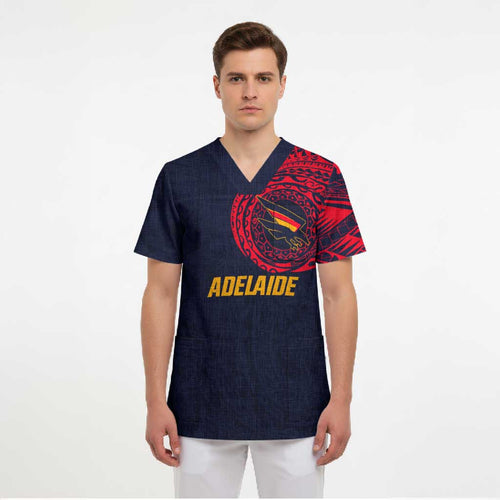 Personalized Adelaide Crows Polynesian Scrub Top Tribal Chest and Sleeve Tattoo Heritage Warrior