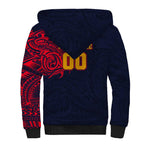 Personalized Adelaide Crows Polynesian Sherpa Hoodie Tribal Chest and Sleeve Tattoo Heritage Warrior
