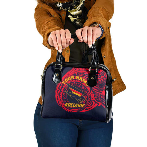 Personalized Adelaide Crows Polynesian Shoulder Handbag Tribal Chest and Sleeve Tattoo Heritage Warrior
