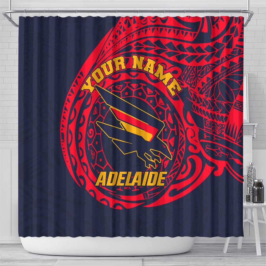 Personalized Adelaide Crows Polynesian Shower Curtain Tribal Chest and Sleeve Tattoo Heritage Warrior
