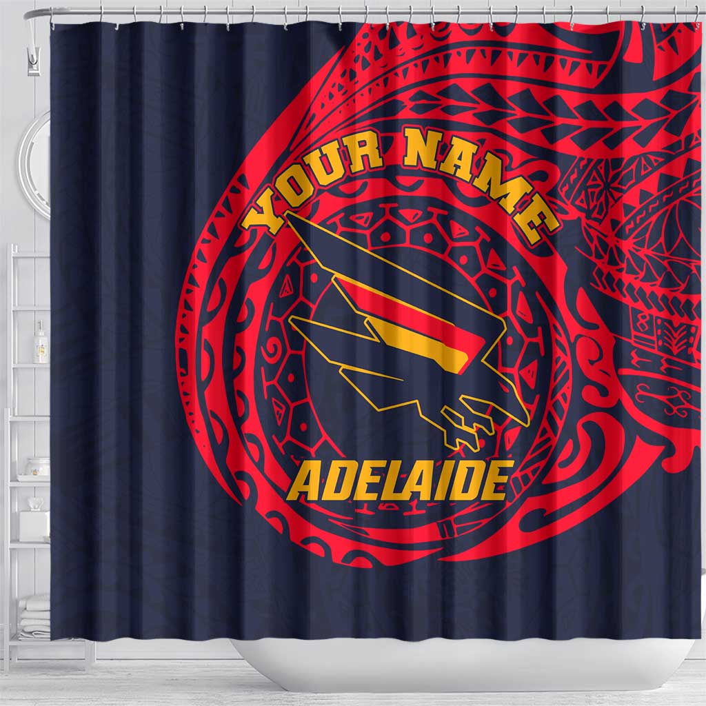 Personalized Adelaide Crows Polynesian Shower Curtain Tribal Chest and Sleeve Tattoo Heritage Warrior