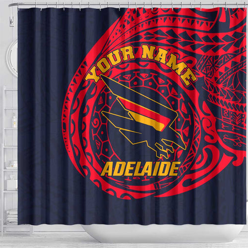 Personalized Adelaide Crows Polynesian Shower Curtain Tribal Chest and Sleeve Tattoo Heritage Warrior
