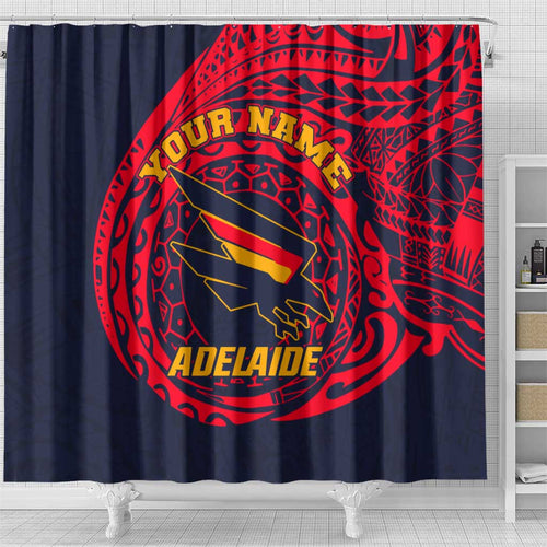 Personalized Adelaide Crows Polynesian Shower Curtain Tribal Chest and Sleeve Tattoo Heritage Warrior