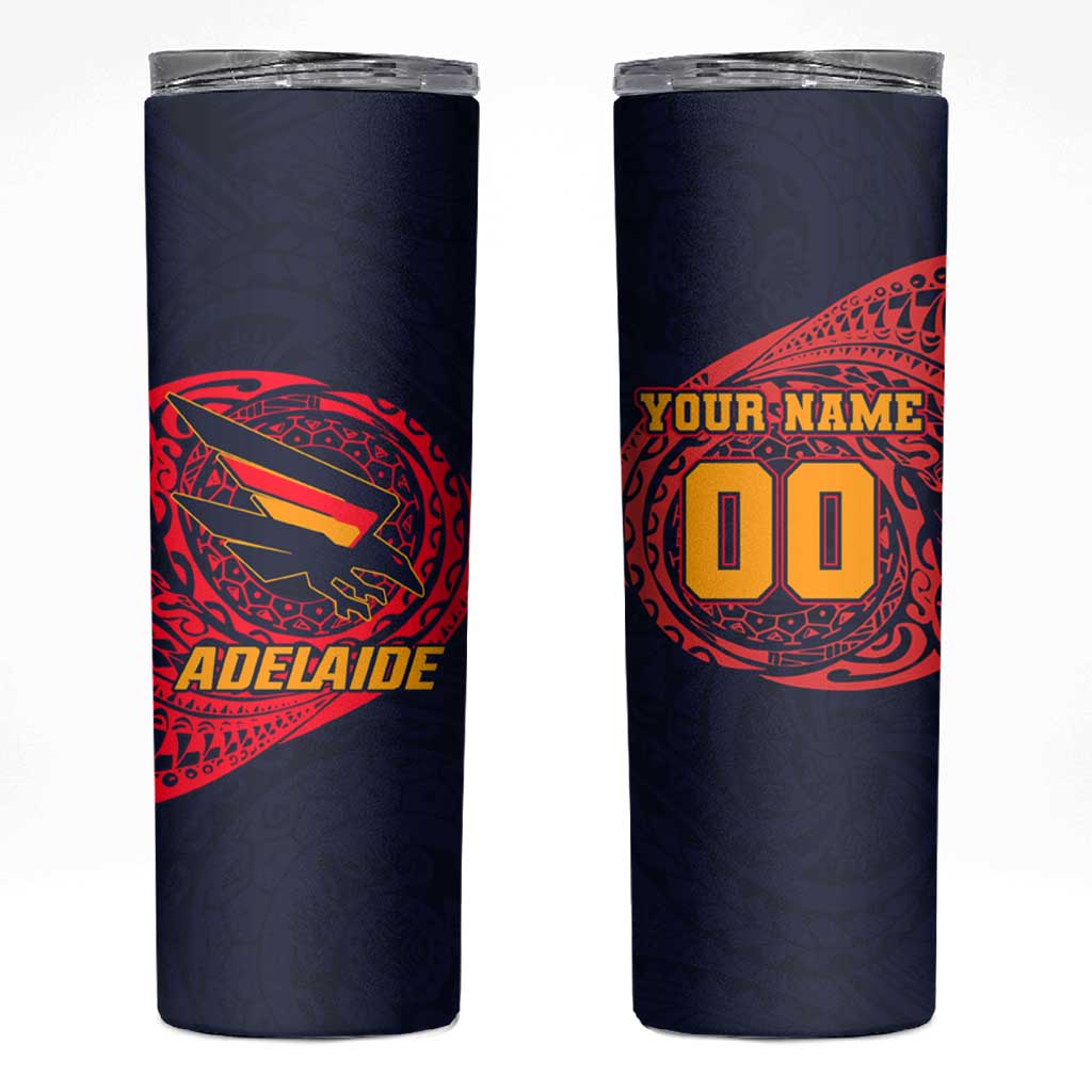 Personalized Adelaide Crows Polynesian Skinny Tumbler Tribal Chest and Sleeve Tattoo Heritage Warrior