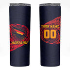 Personalized Adelaide Crows Polynesian Skinny Tumbler Tribal Chest and Sleeve Tattoo Heritage Warrior