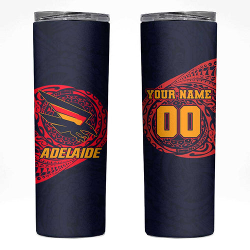 Personalized Adelaide Crows Polynesian Skinny Tumbler Tribal Chest and Sleeve Tattoo Heritage Warrior