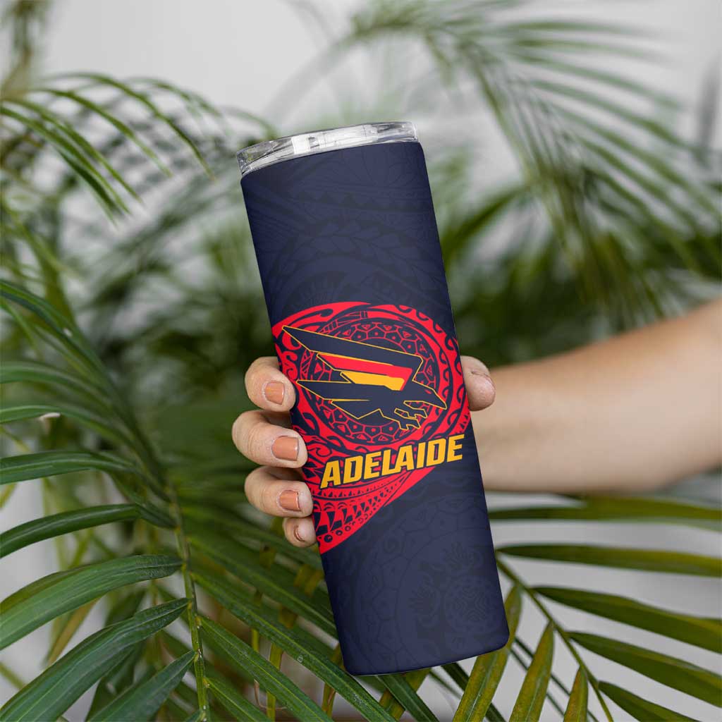 Personalized Adelaide Crows Polynesian Skinny Tumbler Tribal Chest and Sleeve Tattoo Heritage Warrior