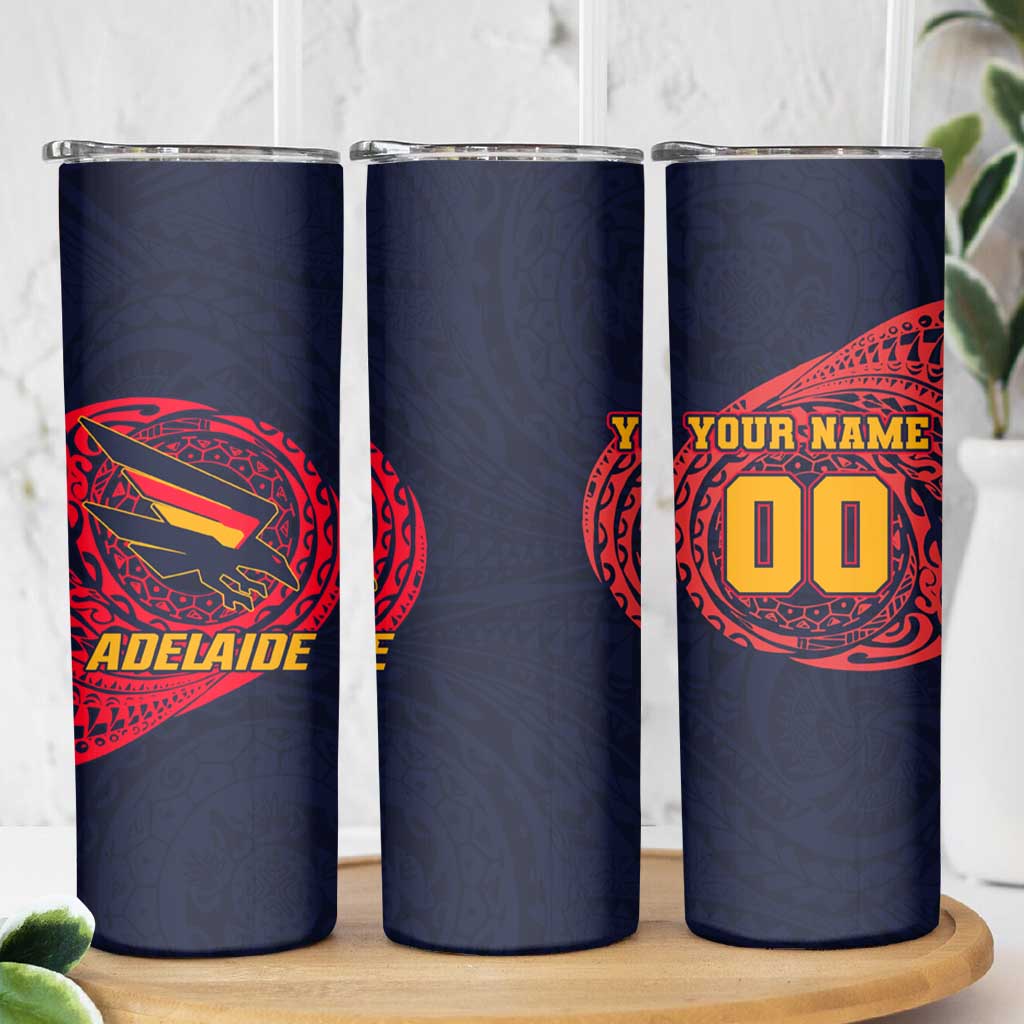 Personalized Adelaide Crows Polynesian Skinny Tumbler Tribal Chest and Sleeve Tattoo Heritage Warrior