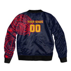 Personalized Adelaide Crows Polynesian Sleeve Zip Bomber Jacket Tribal Chest and Sleeve Tattoo Heritage Warrior