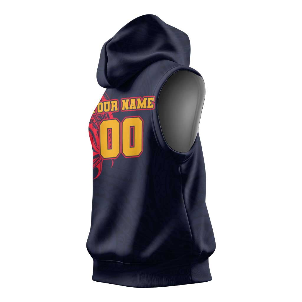 Personalized Adelaide Crows Polynesian Sleeveless Hoodie Tribal Chest and Sleeve Tattoo Heritage Warrior