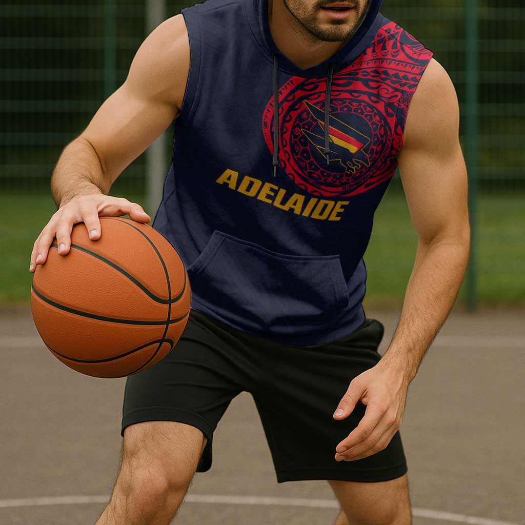 Personalized Adelaide Crows Polynesian Sleeveless Hoodie Tribal Chest and Sleeve Tattoo Heritage Warrior