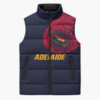 Personalized Adelaide Crows Polynesian Sleeveless Puffer Jacket Tribal Chest and Sleeve Tattoo Heritage Warrior
