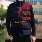 Personalized Adelaide Crows Polynesian Sleeveless Puffer Jacket Tribal Chest and Sleeve Tattoo Heritage Warrior